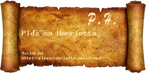 Plésa Henrietta névjegykártya